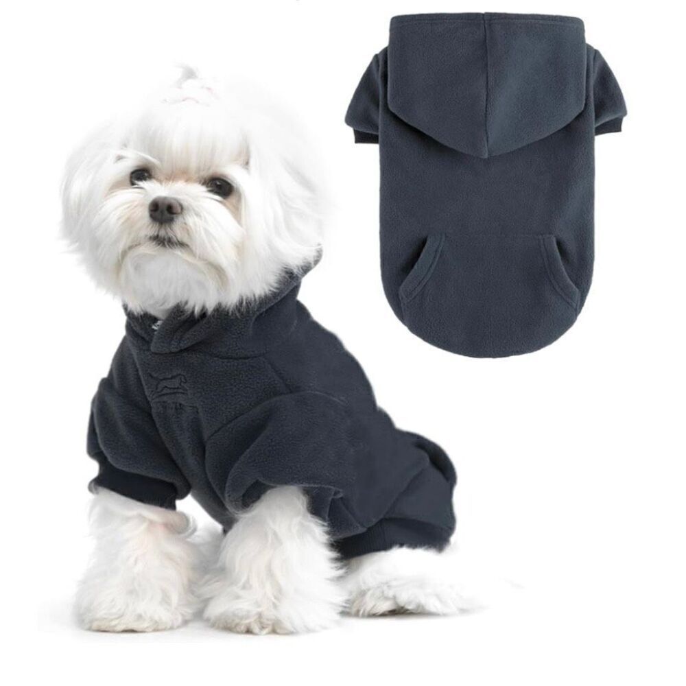Dog Hoodie Sweater Charcoal Gray Fleece Sz S